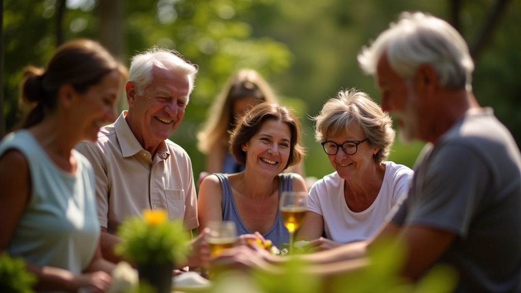 Pessoas em diferentes idades colaborando em atividade voluntária significativa, mostrando propósito e conexão